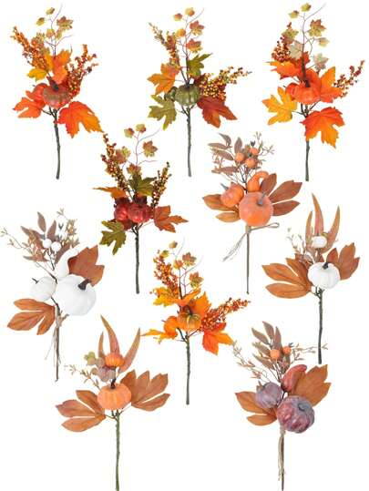 1PC Ramă de copac din frunze artificiale de arțar de toamnă Simulare de ramură de copac de dovleac Ramă de copac de dovleac Tulpină de fructe de pădure artificială de toamnă potrivită pentru centru de masă de acasă nuntă pentru decorarea coroanei de Ziua Recunoștinței