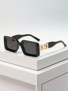 1pc European Rhinestone Chain Small Frame Girl Fashion Glasses, Suitable For Teens - Black - View 1