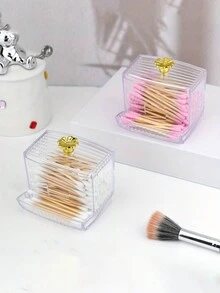 4-Leaf Clover Q-Tip Holder, Automatic Pop-Up Cleaning Swab Organizer Box For Desk - Multicolor - View 3