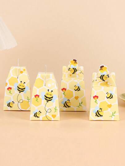 12 件卡通蜜蜂图案礼品盒，适用于生日派对装饰、节日用品