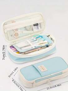 1 件大容量文具铅笔盒卡哇伊马卡龙色铅笔盒可爱铅笔袋适合女孩男孩学生美观铅笔盒适合初中高中办公室、返校、学校用品 - 彩色 - 查看 6