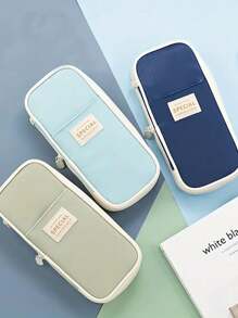 1 件大容量文具铅笔盒卡哇伊马卡龙色铅笔盒可爱铅笔袋适合女孩男孩学生美观铅笔盒适合初中高中办公室、返校、学校用品 - 彩色 - 查看 2