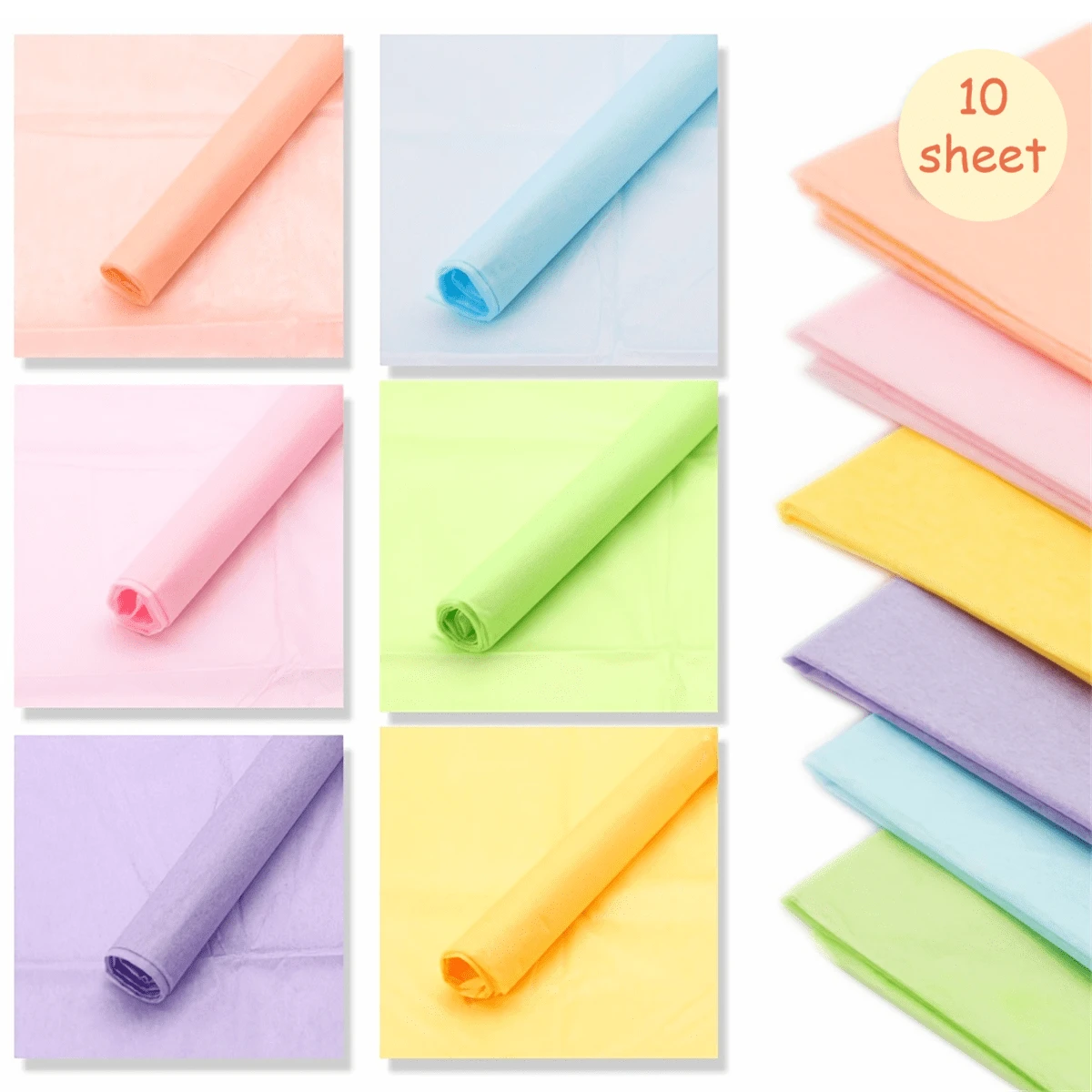 10 Sheets Macaron Colors Assorted Wrapping Paper Tissue Paper Bulk