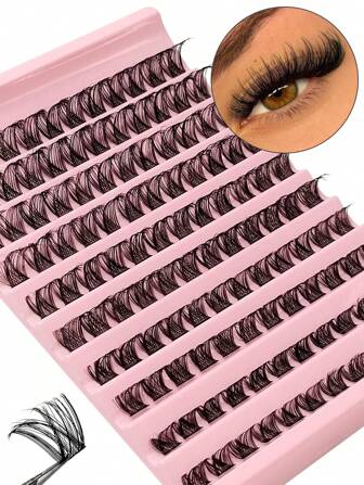  Asiteo 120Pcs DIY Eyelash Extension Clusters - Long-Lasting, Reusable, D Curl Individual Lashes, Thin Band, Soft, Salon-Quality Results At Home - High-Quality Product For Easy Application Lash Clusters, Eyelash Clusters, Individual Eyelashes, Lashes, Fake Lashes