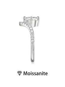 1 Nhẫn đơn nữ chất lượng cao Nhẫn kim cương vuông hình chữ V, Bạc 925 nguyên chất 2,6g, Moissanite cắt công chúa 1ct, Trang sức sang trọng theo phong cách cung điện, Lễ đính hôn, Cầu hôn, Quà kỷ niệm, Đi kèm với Giấy chứng nhận Moissanite và Hộp quà tinh tế - Bạc - Xem 2