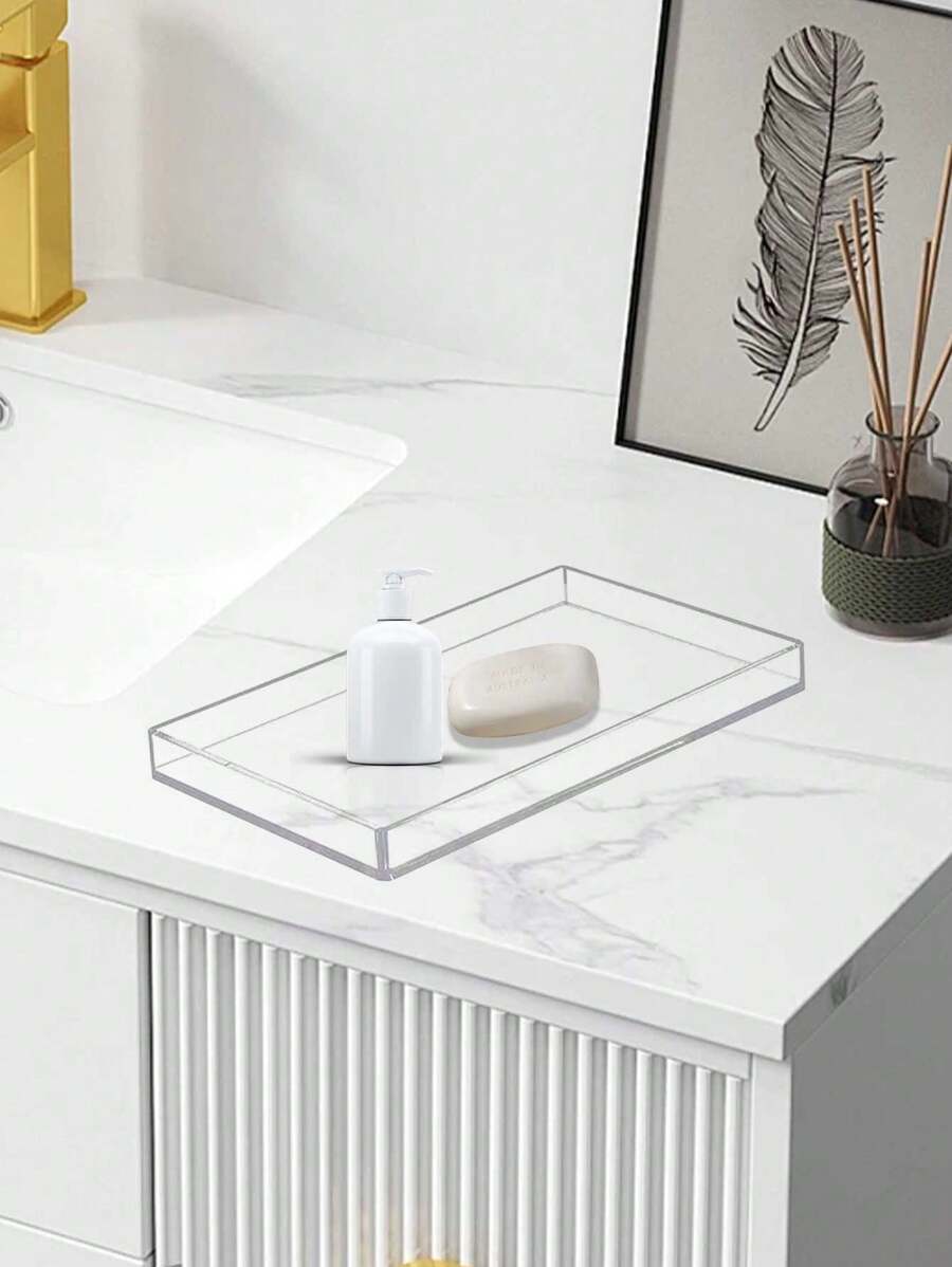 1 bộ Khay đựng đồ trang điểm bằng Acrylic trong suốt/đen, Phòng tắm, Quầy bếp, Bàn trang điểm sang trọng, Giá đựng đồ trang điểm & đồ trang trí, Nhà bếp, Quà tặng Giáng sinh - Trong sáng - Xem 1