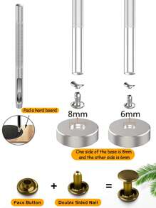 240 Sets Leather Rivets Kit, Double Cap Iron Rivets Leather Studs With 3PCS Setting Tools For Leather Repair And Crafts, 4 Colors And 3 Sizes