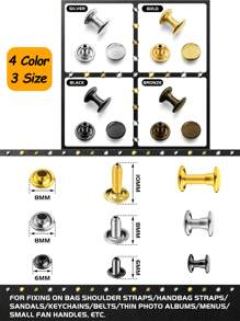 240 Sets Leather Rivets Kit, Double Cap Iron Rivets Leather Studs With 3PCS Setting Tools For Leather Repair And Crafts, 4 Colors And 3 Sizes