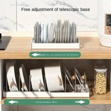 锅碗瓢盆收纳架 1 件装终极厨房收纳架 - 节省空间的可扩展搁架，配有锅盖架、餐具架、碗碟沥水板和可拉出的抽屉，方便整洁烹饪 - 彩色 - 查看 7