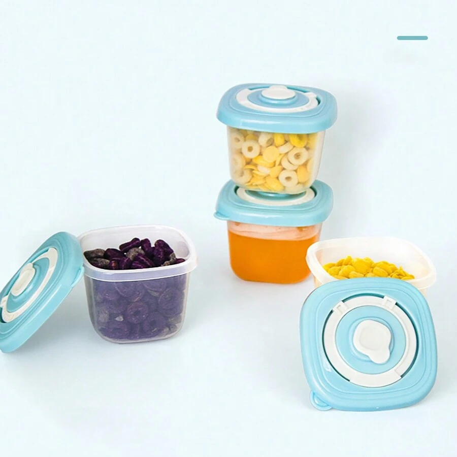 4 piezas Recipientes de 120ml para comida de bebé, Estuche para fórmula en polvo con temporizador, Caja portátil para snacks, Almacenamiento hermético apto para microondas y congelador - Multicolor - Ver 1