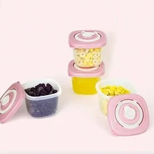 4 piezas Recipientes de 120ml para comida de bebé, Estuche para fórmula en polvo con temporizador, Caja portátil para snacks, Almacenamiento hermético apto para microondas y congelador - Multicolor - Ver 2