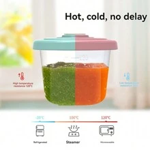 4 piezas Recipientes de 120ml para comida de bebé, Estuche para fórmula en polvo con temporizador, Caja portátil para snacks, Almacenamiento hermético apto para microondas y congelador - Multicolor - Ver 5