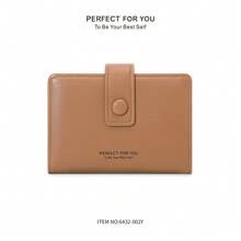 PFY PERFECT FOR YOU Forever Young FY Small Wallet For Women Zipper PU Leather Card Holder Compact Wallets With Zipper Coin Pocket Slim Multi CardholderOrange - Brown - View 10