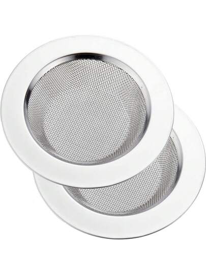 2 piezas Filtro de fregadero de cocina de acero inoxidable, filtro de drenaje de borde ancho para fregaderos con diámetro de 4.5 pulgadas, artículos de cocina, accesorios de cocina, utensilios de cocina