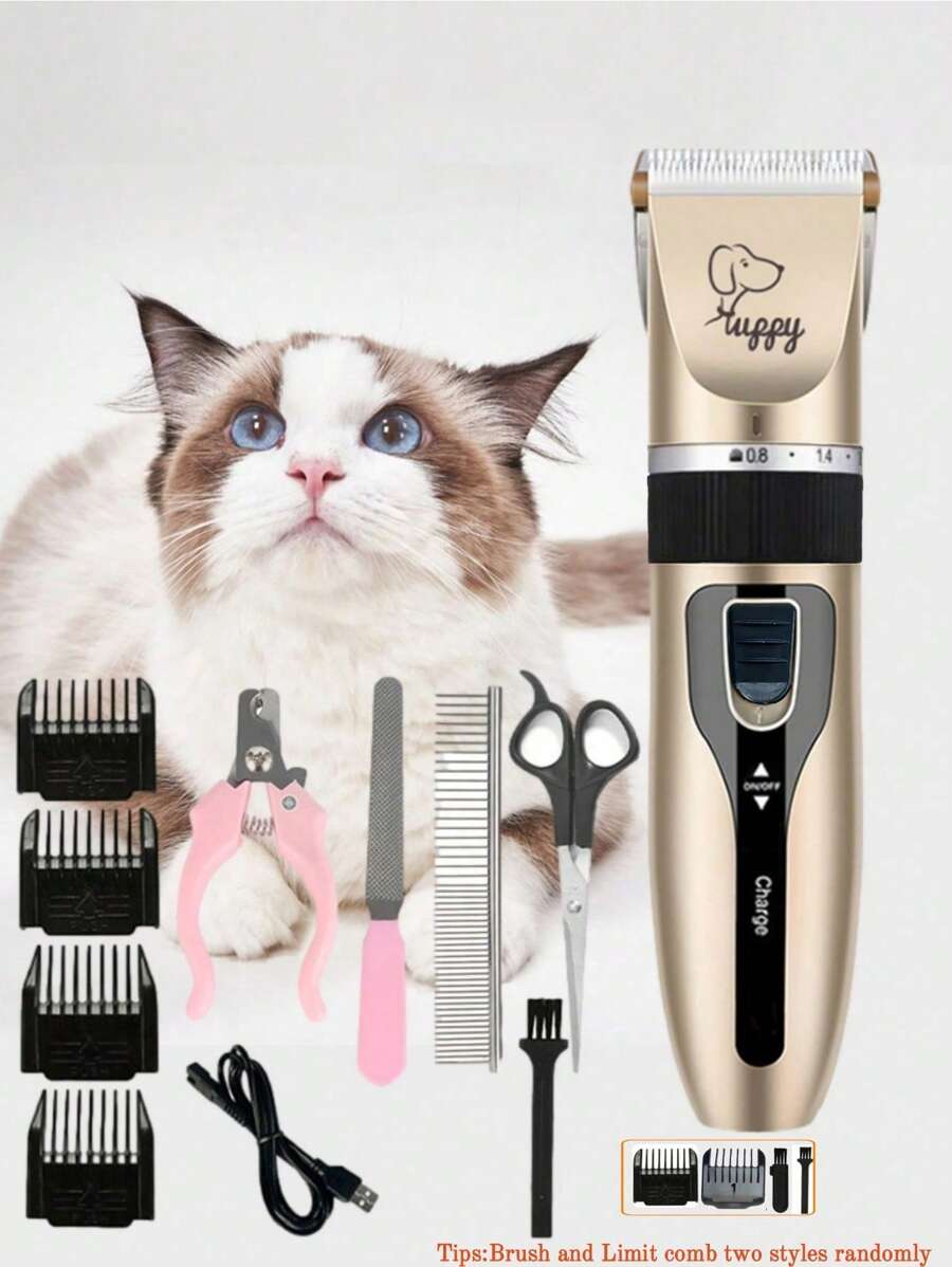 1 Bộ Dụng Cụ Chải Lông Thú Cưng Có Thể Sạc Lại Tiếng Ồn Thấp, Kéo Cắt Tỉa Đa Chức Năng, Thích Hợp Cho Cạo Râu Và Làm Tóc Cho Thú Cưng - Nhiều màu - Xem 1