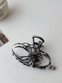 哥特风格金属蜘蛛流苏发夹，发爪夹，女士发夹发饰，发饰，爪夹，发夹，秋冬度假装女士发夹 - 銀色 - 查看 4
