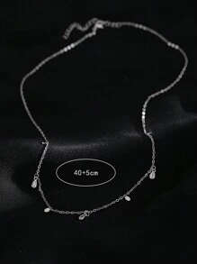 1 件银色水滴流苏项链，女士锆石闪亮颈链