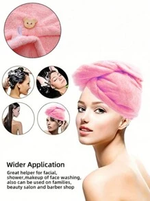 1 pièce Bonnet de séchage pour cheveux épaissi en molleton de corail, mignon cache-tête pour bain, serviette de séchage rapide pour cheveux pour une utilisation à la maison, adapté pour la vie quotidienne
