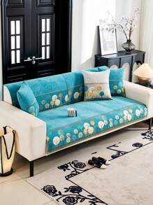1pc Chenille Jacquard Sofa Cover, 100% Polyester, Pet Friendly & Machine Washable, Fits 1-4 Seater Sofa And Sectional Sofa, Modern Simple Sofa Decor, Pet Protection, Suitable For All Seasons - Green - View 5