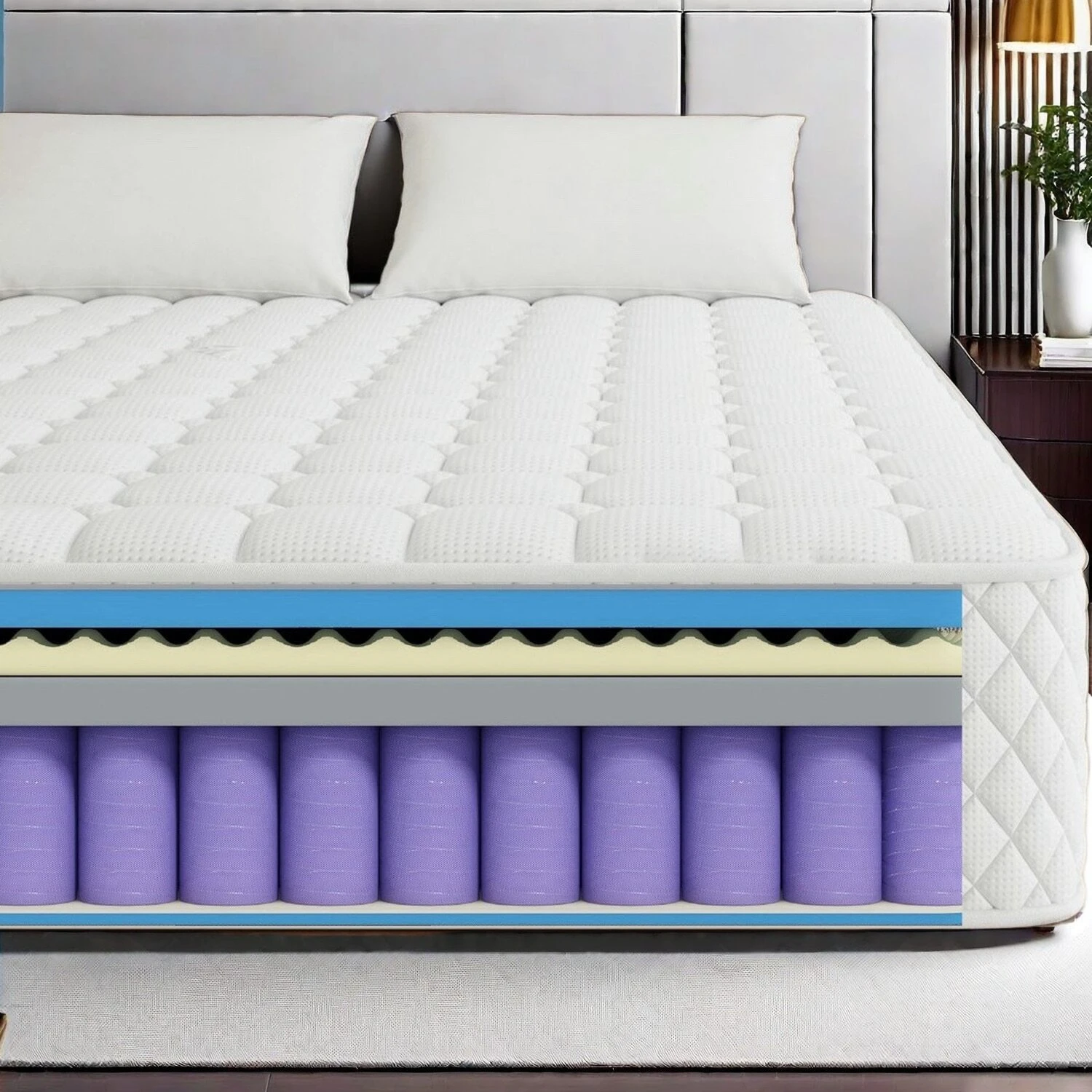 12 Inch Full Queen Hybrid Mattress Gel Memory Foam & Pocket Spring