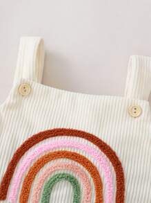 Cute Rainbow Embroidery Button Crawling Clothes Bodysuit, Best Gift For Baby Boy - Beige - View 2
