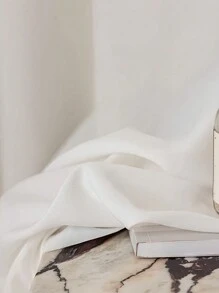 1pc No Drill Hook-And-Loop French Romantic White Curtains , Daily White Simple Solid Color Christmas Hook-And-Loop Fastener Sheer Curtains For Kitchen Home ,Door Curtain , Bedroom Curtains , Window Curtain, Soft Texture Scratch-Resistant Without Drilling Curtains , Living Room Curtains - White - View 10