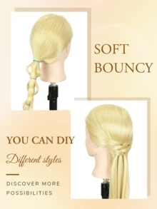 Cabeça de Treinamento Loira de Cabelo Longo para Penteado, Cabeça de Manequim para Treinamento de Corte e Estilo de Cabelo, Cabeça de Boneco de Cosmetologia para Exibição, Tranças, Estilo e Modelagem de Cachos. - Dourado - Visão 6