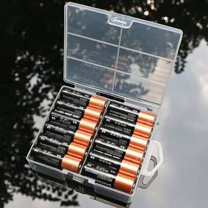 AA/AAA Battery Storage Box, Transparent Case Can Hold 24 AA Batteries Or 24 AAA Batteries