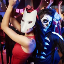1 pieza DIY Máscara de zorro Anime en blanco, máscara de zorro para cosplay, máscara de zorro para fiesta, disfraces de Halloween, máscaras de foto - Multicolor - Ver 10