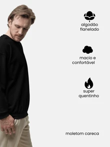 Cold Weather Sweatshirt Crew Neck Black White Men's Street Wear Cotton Flannel Basic Plain Unisex Drift Car Print - màu đen - Xem 3