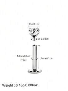 1颗16G极简主义锆石耳钉，316L不锈钢材质，适用于耳垂、耳骨、唇部穿孔，女士日常配饰 - 方晶鋯石耳環 - 查看 17