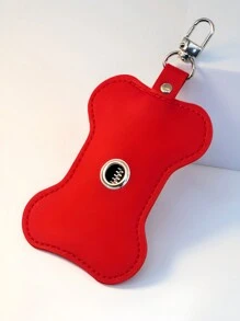 1 件皮革宠物垃圾袋分配器，骨头形户外遛狗便便袋架 - 彩色 - 查看 9