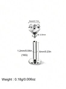 1颗16G极简主义锆石耳钉，316L不锈钢材质，适用于耳垂、耳骨、唇部穿孔，女士日常配饰 - 方晶鋯石耳環 - 查看 21