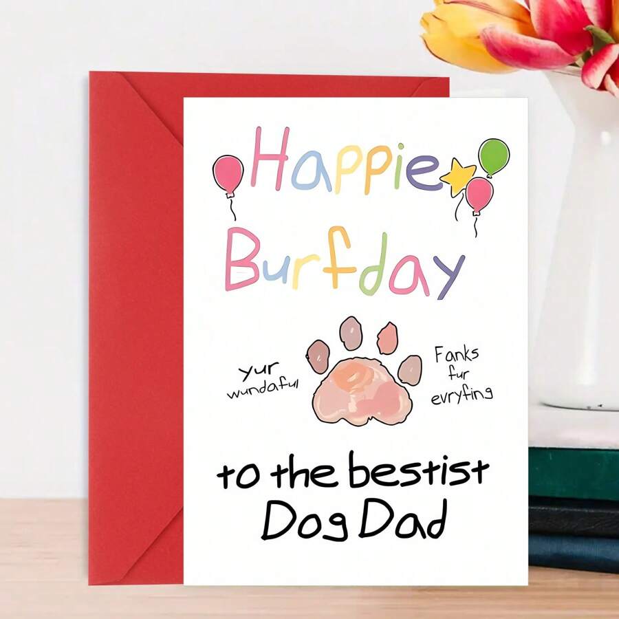 Dog Dad Birthday Card - 1pc Funny Father's Day Gift For Pet Owners ...