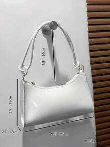 Solid Color Minimalist Light Luxury Hobo Shoulder Bag - White - View 2
