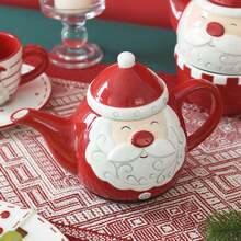 Set da tavola natalizio con ciotole e piatti con motivo a rammendo nordico a forma di Babbo Natale, set di barattoli sigillati in ceramica decorati, piatti piatti, tazze, set da tavola per la casa, la cucina, regalo di Natale