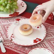 Set da tavola natalizio con ciotole e piatti con motivo a rammendo nordico a forma di Babbo Natale, set di barattoli sigillati in ceramica decorati, piatti piatti, tazze, set da tavola per la casa, la cucina, regalo di Natale