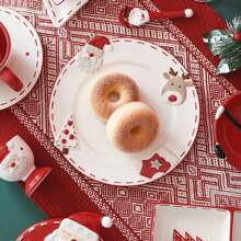 Set da tavola natalizio con ciotole e piatti con motivo a rammendo nordico a forma di Babbo Natale, set di barattoli sigillati in ceramica decorati, piatti piatti, tazze, set da tavola per la casa, la cucina, regalo di Natale