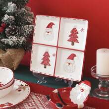 Set da tavola natalizio con ciotole e piatti con motivo a rammendo nordico a forma di Babbo Natale, set di barattoli sigillati in ceramica decorati, piatti piatti, tazze, set da tavola per la casa, la cucina, regalo di Natale