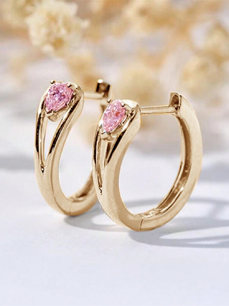 1 Pair Children Elegant Cubic Zirconia Hoop Earrings For Girls Gifts For Daily Decoration For Party Jewelry Birthday Gift - 1# - View 7