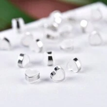 10 件/20 件/50 件硅胶耳环后盖，硅胶耳环后盖替换件柔软透明耳环后盖，心形锁定耳环后盖硅胶耳环后盖塞子适用于耳环首饰配件用品 - 銀色 - 查看 11