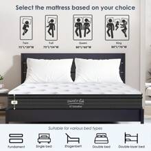 DlandHome 12" Hybrid Mattress With Gel Memory Foam, Individual Pocket Spring Medium Firm Mattress, Twin, Full, Queen, King Bed Mattress In A Box - 12吋厚度 - 查看 4