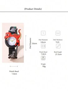 Cute Dinosaur Pattern Quartz Silicone Strap Kids Watch - Black - View 4