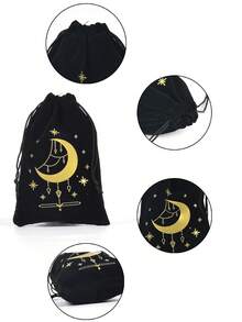 1pc Simple Black Velvet Drawstring Bag For Caro Tarot Or Other Objects & Accessories Storage, Velvet Jewelry Gift Box For Packaging & Organization, Party & Gathering Decoration Pouch - Black Carroll Gift Bag - 1pcs - View 5
