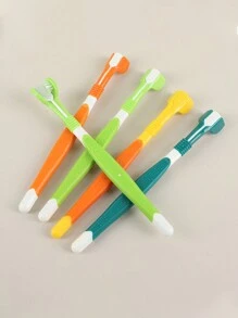 5 pièces Brosse à dents pour chien et chat, kit de brossage des dents pour chien. Brosse à dents pour chiots, brosse à doigt pour chien. Brosse à dents pour animaux de compagnie pour nettoyer les dents des chiens. Brosse à 3 côtés pour animaux de compagnie, nettoyage en TPR