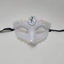 1pc Plastic Half Face Mask, For Halloween, Masquerade, Graduation - Multicolor - View 4