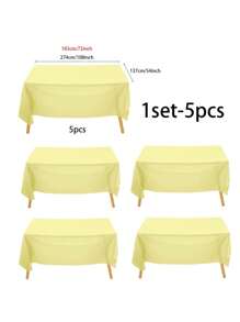 5pcs Disposable Party Tablecloth PE Plastic Solid Yellow Table Cover For Birthday Sweet Dessert Table Celebration Party Supplies,Christmas - Yellow - View 4