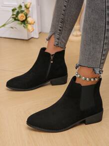 Stylish And Versatile Women's Ankle Boots - Black - View 2