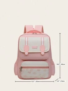 Fashionable Solid Color Multi-Pocket School Backpack Outdoor Daypack , School Bags For Girls - Pink - View 8