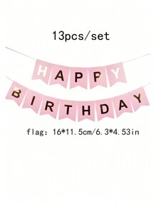 1 Set rosa Happy Birthday Papierwimpel, moderne metallische Buchstabengrafik hängende Fahnen Dekoration für Geburtstags-Party, Weihnachten